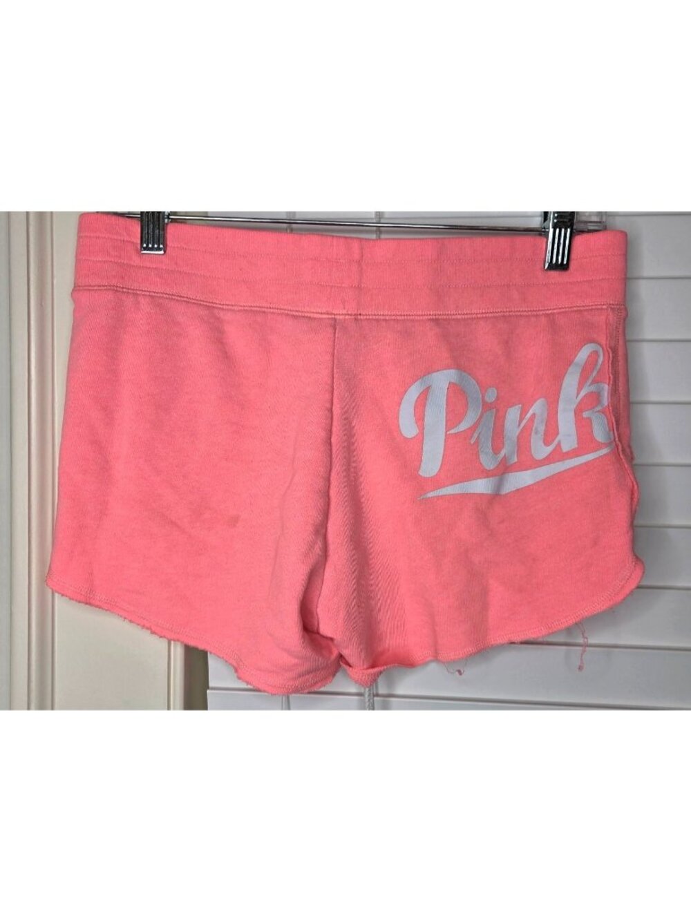 Womens Pink Victorias Secret XS Lace-Up Sexy Hot Shorts Terry Graphic VTG y2k
